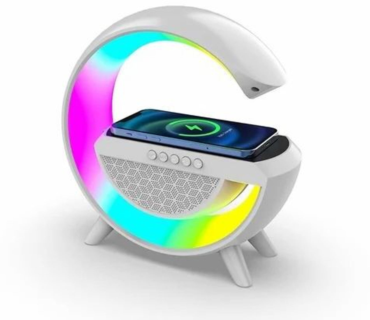 Coming Gen™ 4-in-1 Smart G-Shape Lamp with Wireless Charging, Bluetooth Speaker & Ambient Night Light