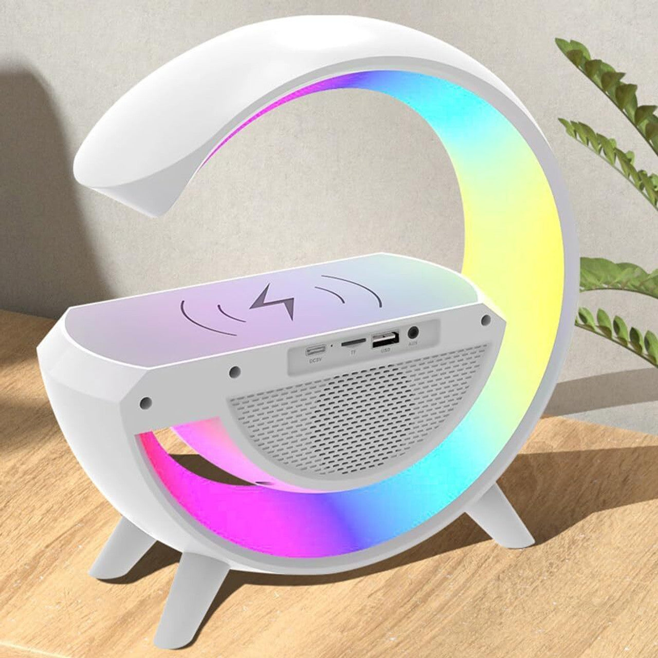 Coming Gen™ 4-in-1 Smart G-Shape Lamp with Wireless Charging, Bluetooth Speaker & Ambient Night Light
