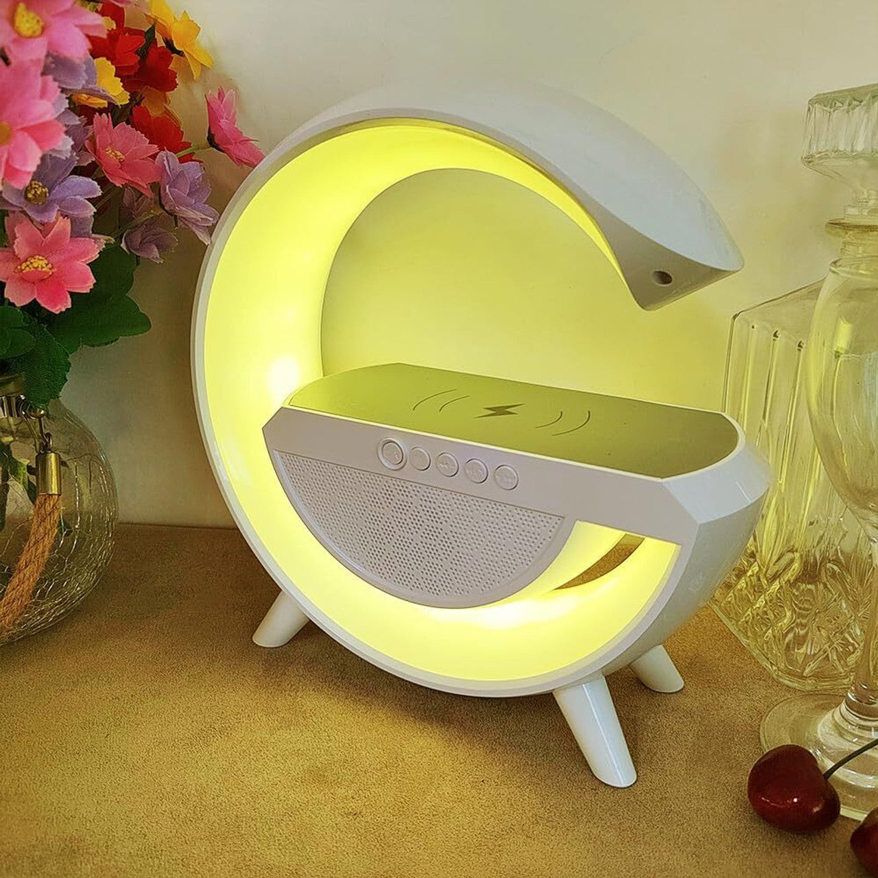 Coming Gen™ 4-in-1 Smart G-Shape Lamp with Wireless Charging, Bluetooth Speaker & Ambient Night Light
